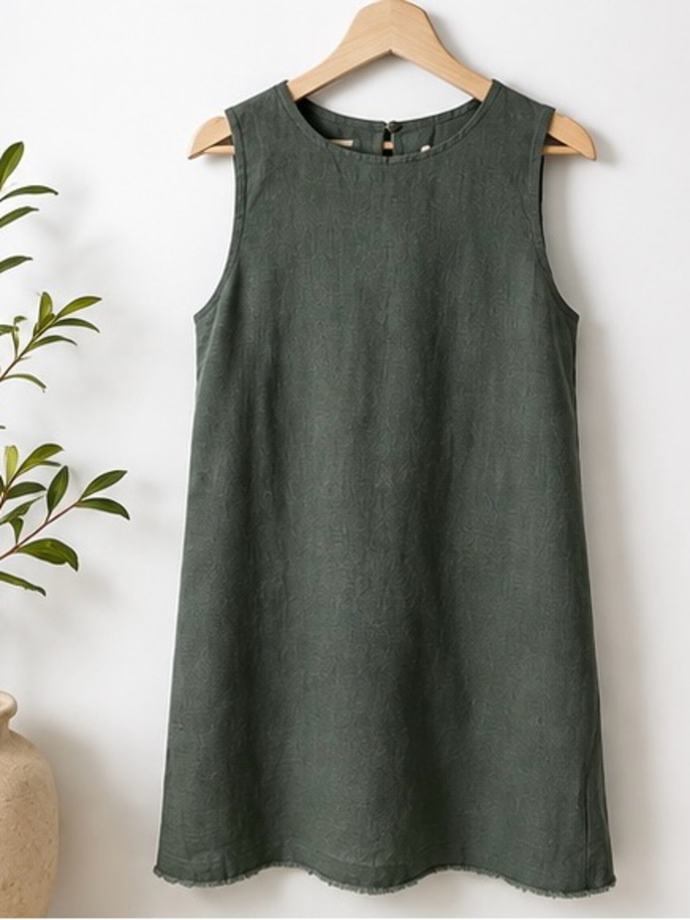 Sleeveless A-Line Dress in Olive
